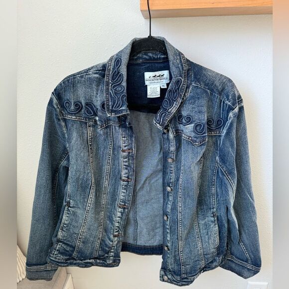 WOMENS BACK IN THE SADDLE WESTERN JEAN JACKET SIZE XL - Picture 1 of 4